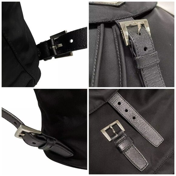 Auth PRADA - Black Nylon Leather Backpack - Picture 13 of 14
